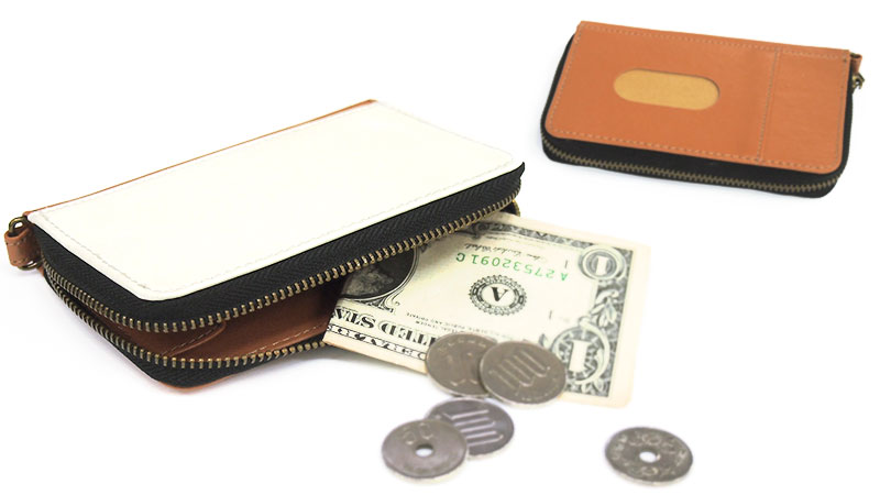 オリジナルのコイン・パスケースを1個から作成。オリジナルグッズに人気のレザーコインケース印刷ならヨツバ印刷